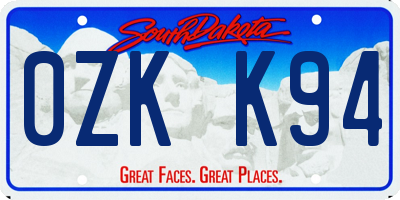 SD license plate 0ZKK94