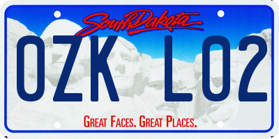 SD license plate 0ZKL02
