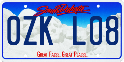 SD license plate 0ZKL08