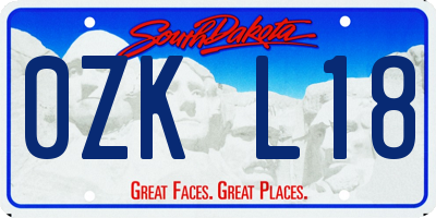 SD license plate 0ZKL18
