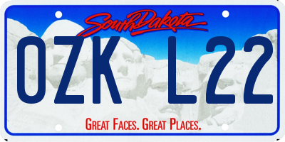 SD license plate 0ZKL22