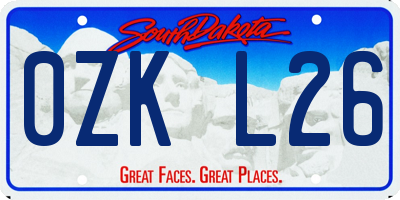 SD license plate 0ZKL26