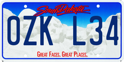SD license plate 0ZKL34