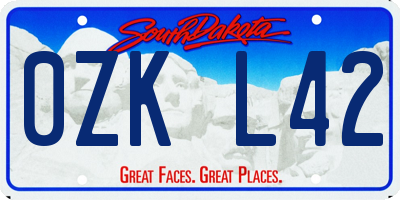 SD license plate 0ZKL42