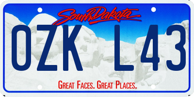 SD license plate 0ZKL43