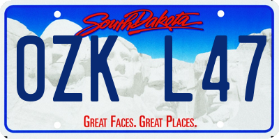 SD license plate 0ZKL47