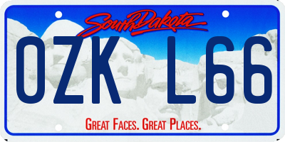 SD license plate 0ZKL66