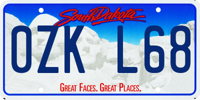 SD license plate 0ZKL68