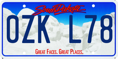 SD license plate 0ZKL78