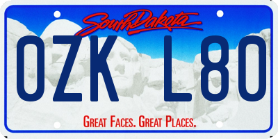 SD license plate 0ZKL80