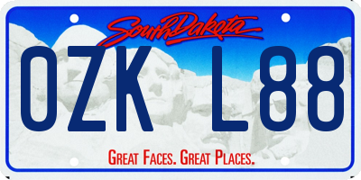 SD license plate 0ZKL88