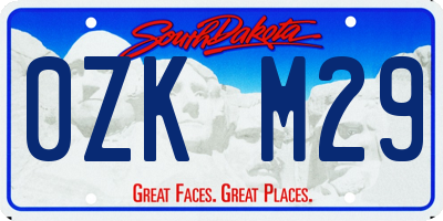 SD license plate 0ZKM29
