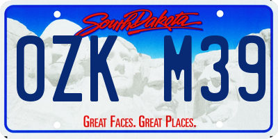 SD license plate 0ZKM39