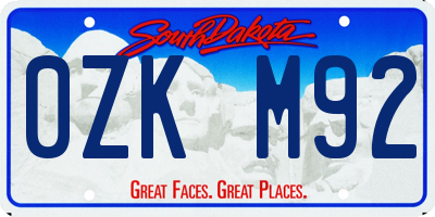 SD license plate 0ZKM92