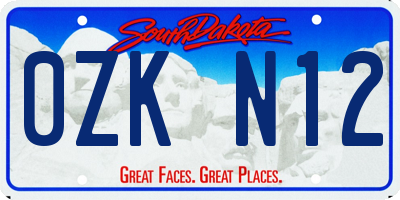 SD license plate 0ZKN12