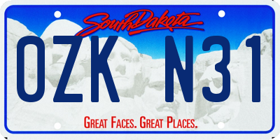 SD license plate 0ZKN31