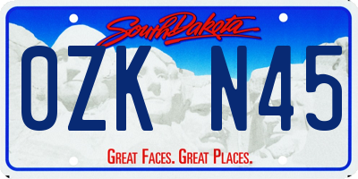 SD license plate 0ZKN45