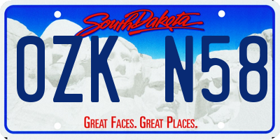 SD license plate 0ZKN58