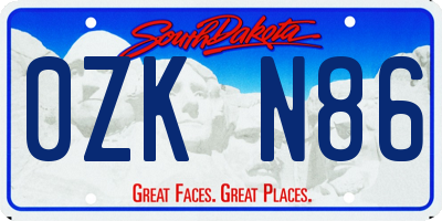 SD license plate 0ZKN86