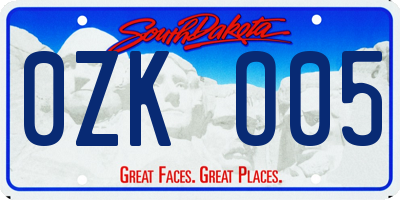 SD license plate 0ZKO05