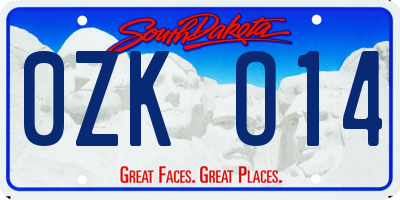 SD license plate 0ZKO14