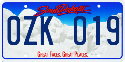 SD license plate 0ZKO19
