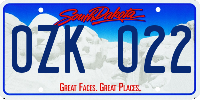 SD license plate 0ZKO22
