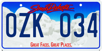 SD license plate 0ZKO34