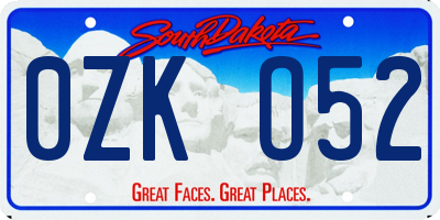 SD license plate 0ZKO52