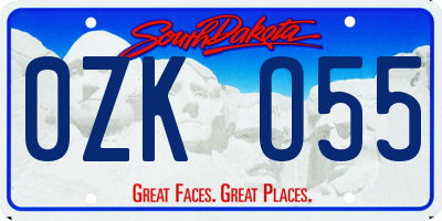 SD license plate 0ZKO55