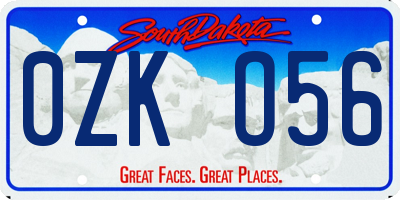 SD license plate 0ZKO56