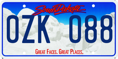 SD license plate 0ZKO88