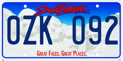 SD license plate 0ZKO92