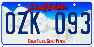 SD license plate 0ZKO93