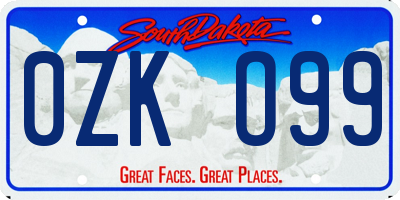 SD license plate 0ZKO99