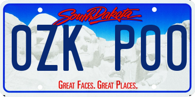 SD license plate 0ZKP00