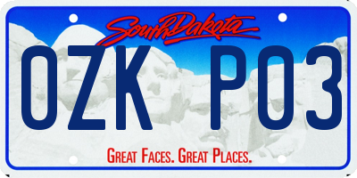 SD license plate 0ZKP03