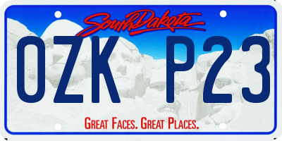 SD license plate 0ZKP23