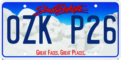 SD license plate 0ZKP26