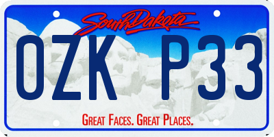 SD license plate 0ZKP33