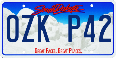 SD license plate 0ZKP42