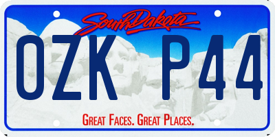 SD license plate 0ZKP44