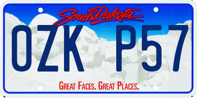 SD license plate 0ZKP57