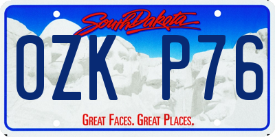 SD license plate 0ZKP76
