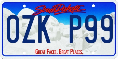 SD license plate 0ZKP99