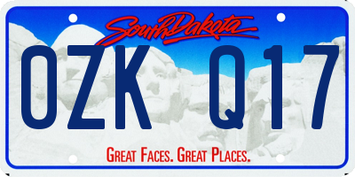 SD license plate 0ZKQ17