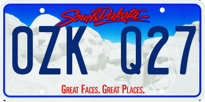 SD license plate 0ZKQ27
