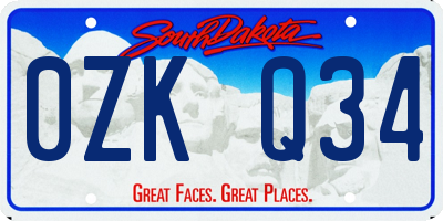 SD license plate 0ZKQ34
