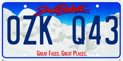 SD license plate 0ZKQ43