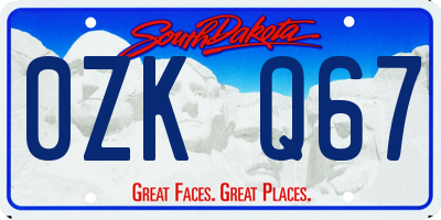SD license plate 0ZKQ67